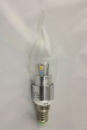 E14 Candle Light 3w 3 Prong Clear Glass Flame Tip Warm White